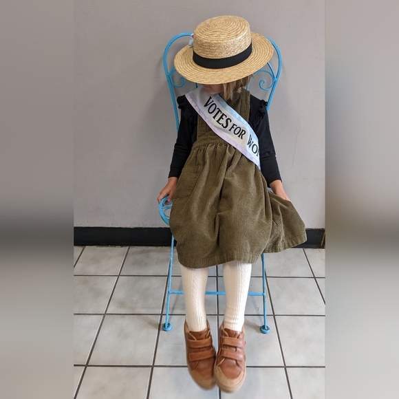 Simple Folk Corduroy Pinafore Apron Dress Olive Fall Autumn 4/5Y Khaki Heirloom - Picture 1 of 13